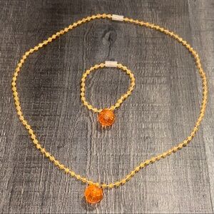 💞 New Kids Orange Beaded Toddler Safety Necklace & Bracelet Set